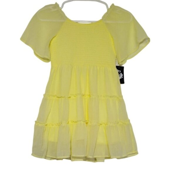 Yellow Art Class Girls Recycled Polyester Smocked Ruffle Dress S (6/7). NWT - Picture 1 of 7